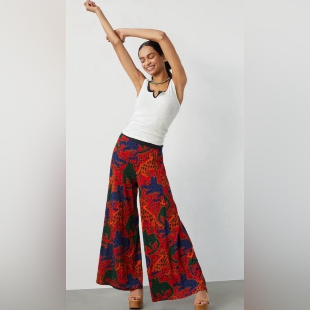 Farm Rio Wide Leg Cat Print Pant